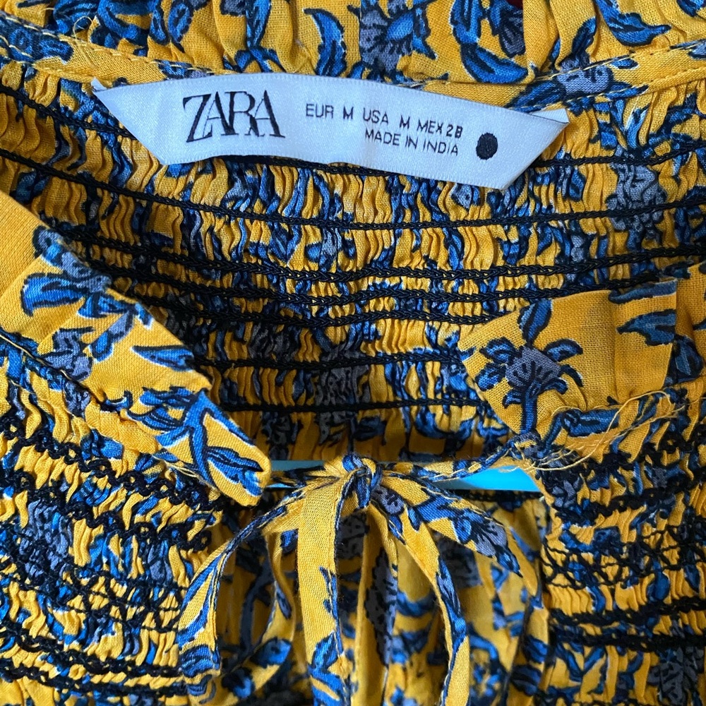Zara Yellow and Blue Floral Top